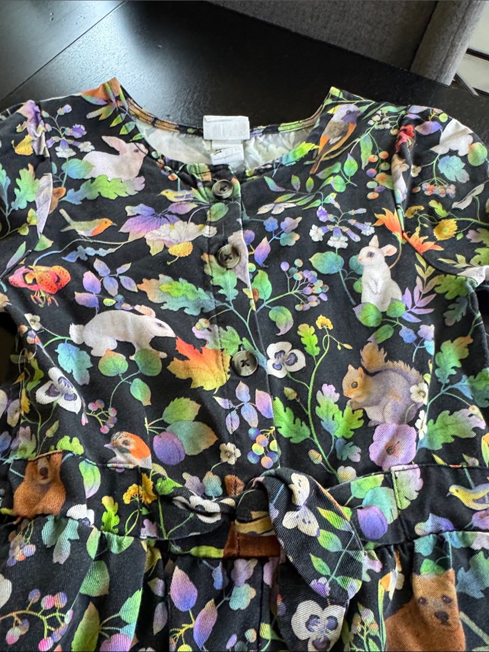 H&M whoolie Chen Black Floral Kids jumpsuit with Multi-Color Print - Picture 3 of 4